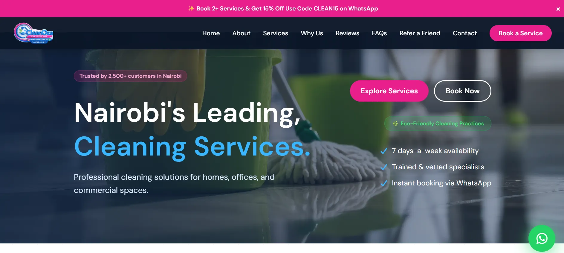 CleanOza Services - Professional cleaning platform in Kenya