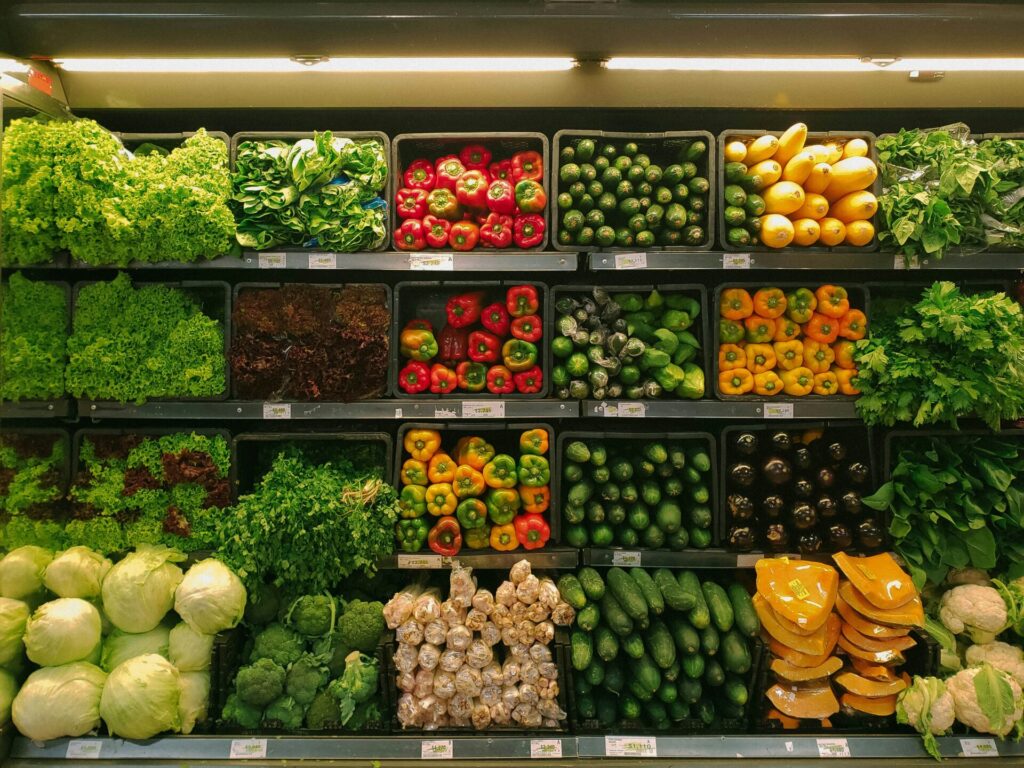 all types of vegetables on a rack in a store Businesses to Start With 20k in Kenya