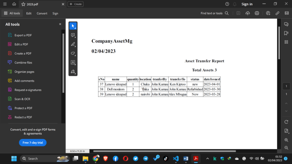 Asset Management System Project Source Code report sample