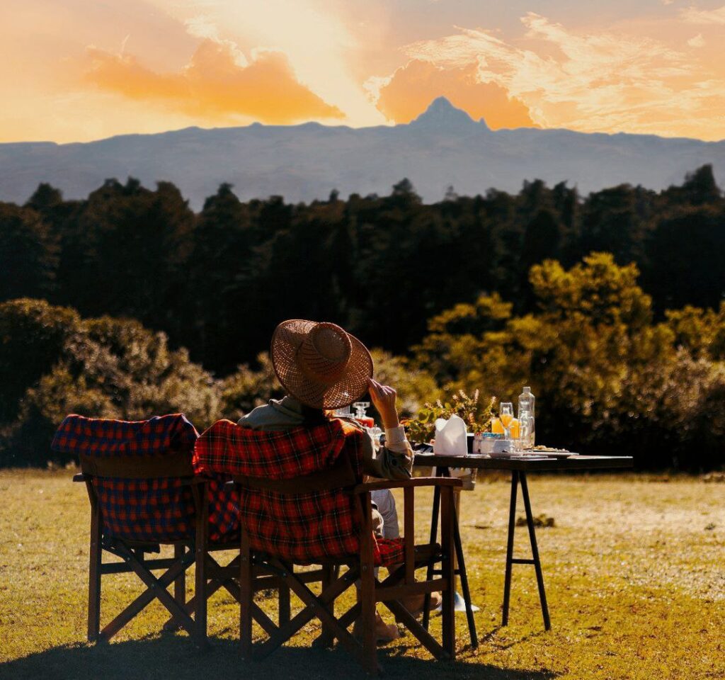 Watching the sunset and mt Kenya view