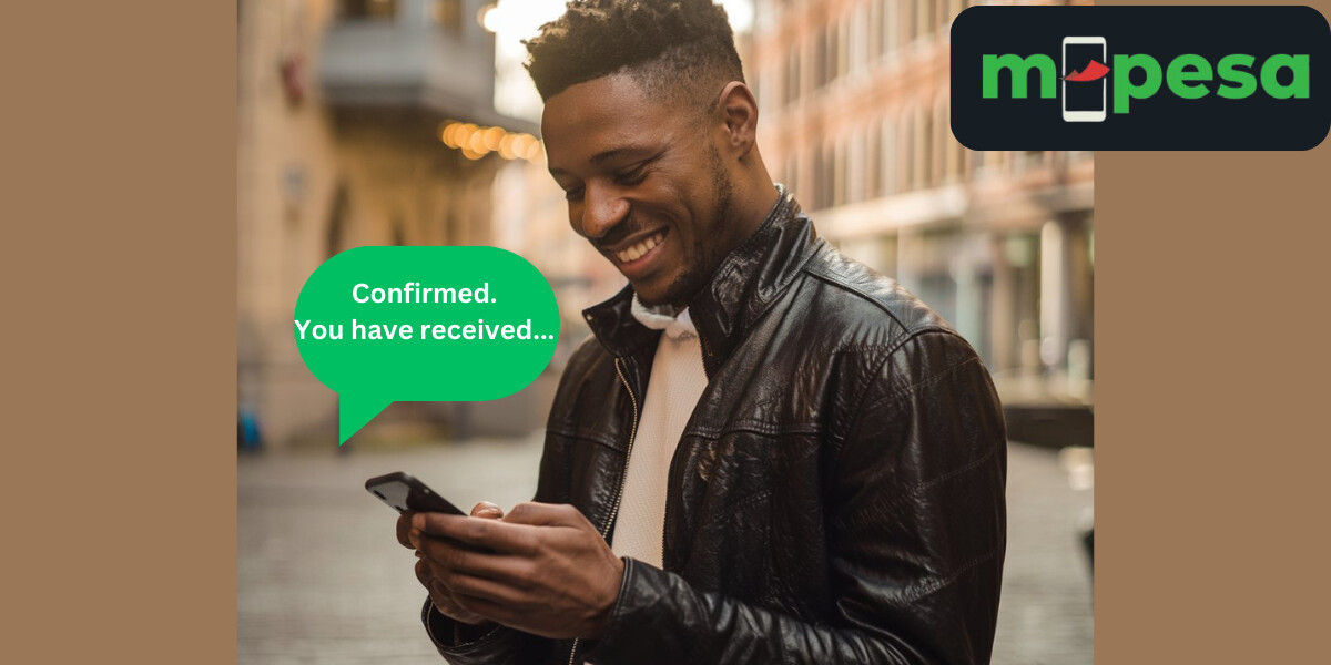 Man excited to receive an Mpesa message from one of the loan apps in Kenya